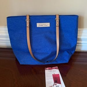 PORTO VINO unisex blue satchel, tote wine bag ECO friendly BPA free NWT